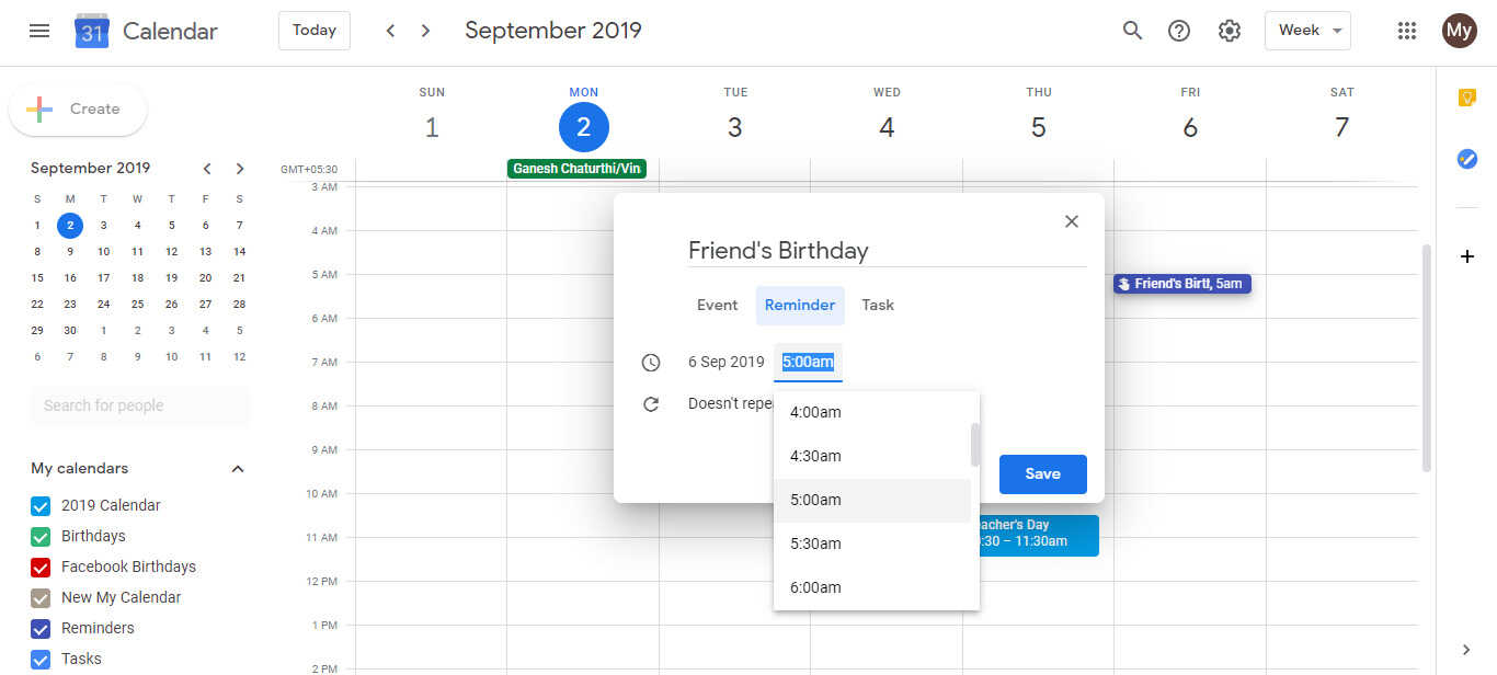 How to make Google Calendar to remind me about birthdays with a signal