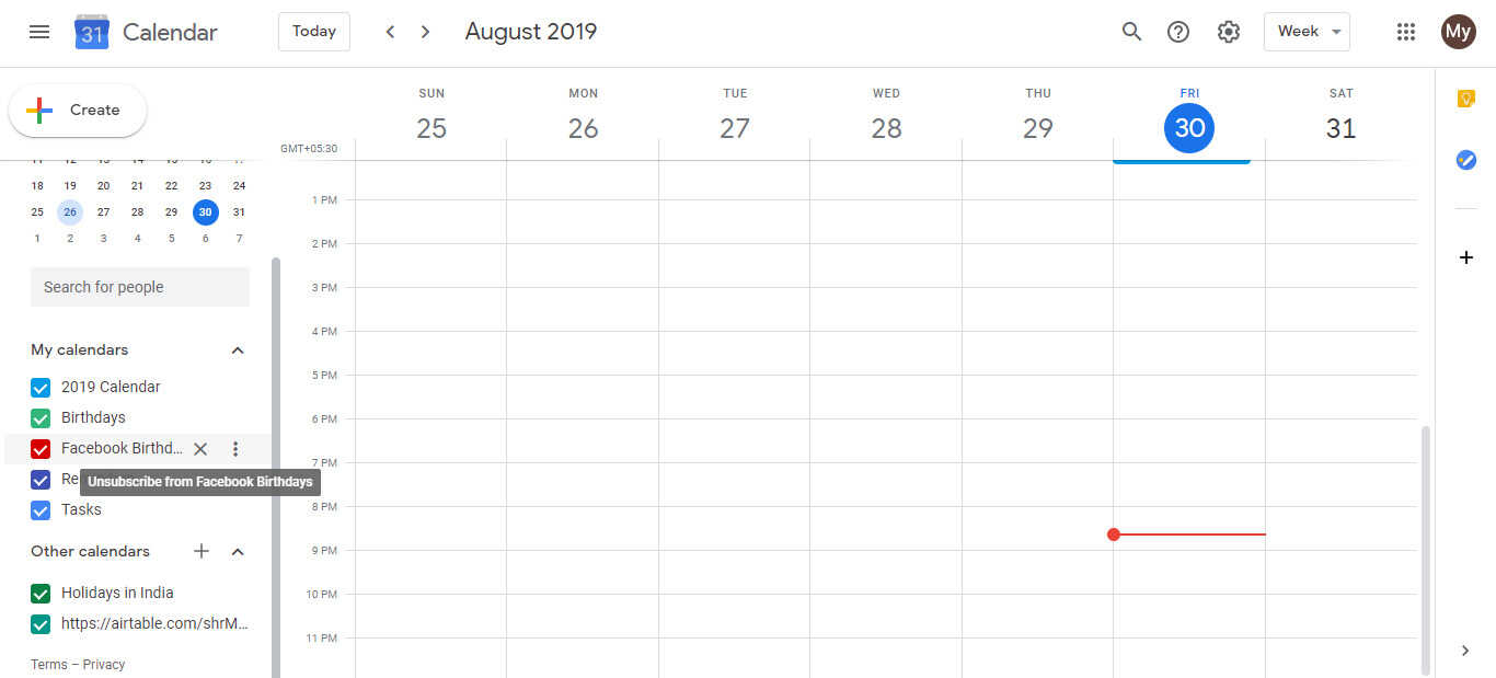 How to unsync Facebook birthday events from Google calendar? Google