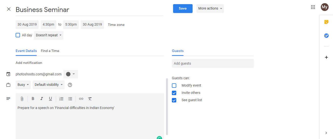 How to add private notes to public Google Calendar invites? Google