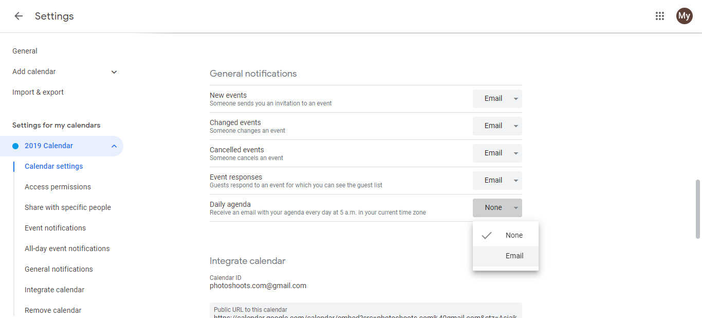 How to get Google calendar to email once a day with a summary of the