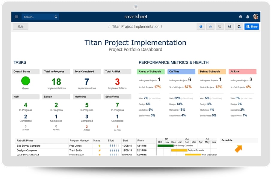 SmartSheet app interface for appointment booking