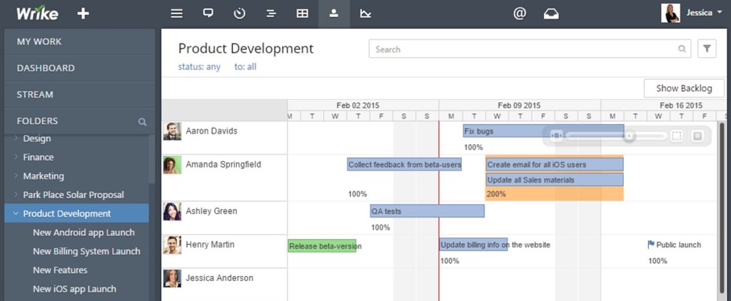 Wrike app interface for appointment booking