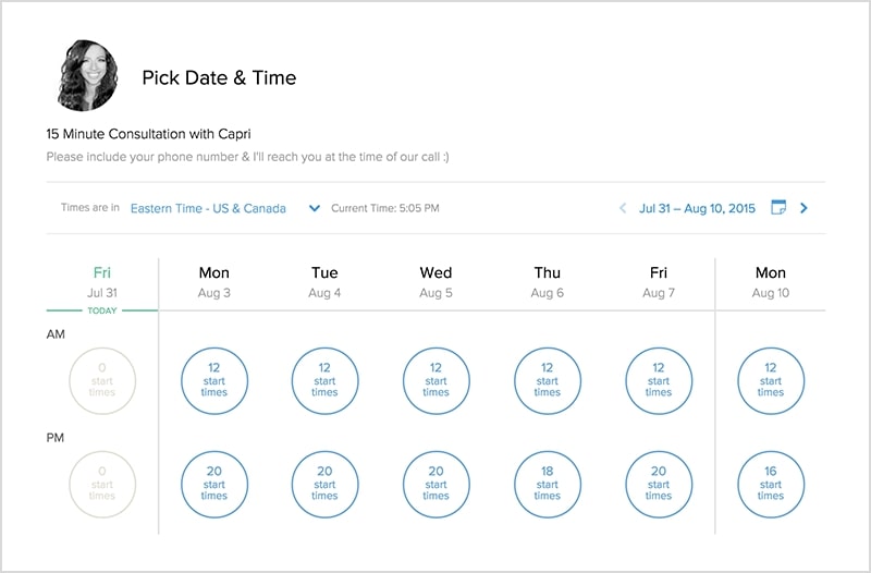 display appointment booking features in Calendly booking software