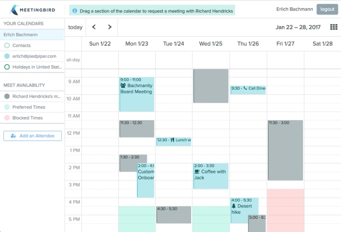 display pooled calendar in Meetingbird scheduling software