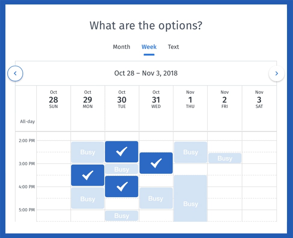 Polling system on a scheduling app