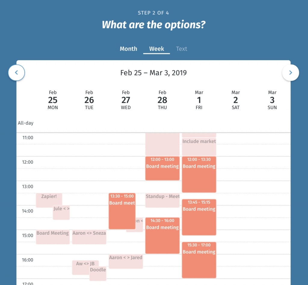 polling feature in a meeting scheduling app