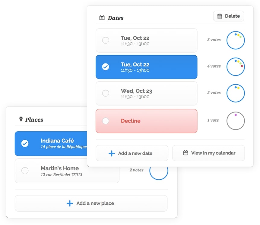 Voting Poll options in Vyte scheduling app