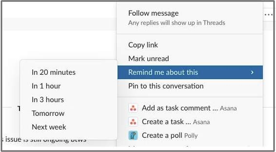 view reminders in slack