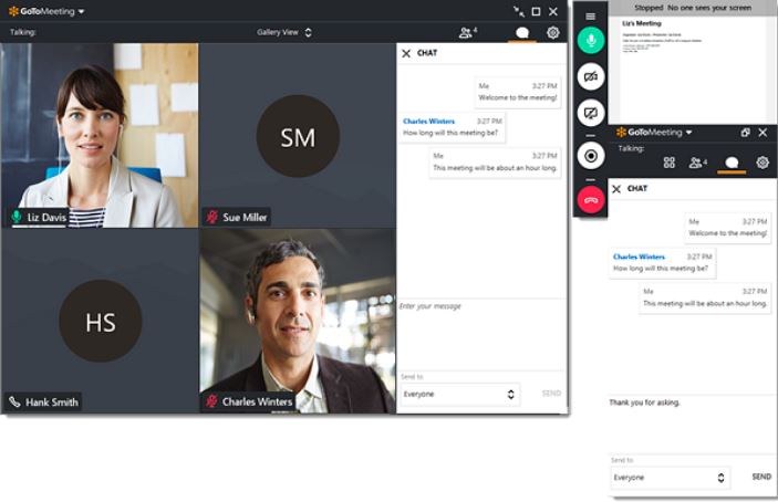 GoToMeeting app interface during an online meeting