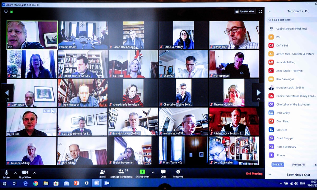 Zoom app interface during a group video call