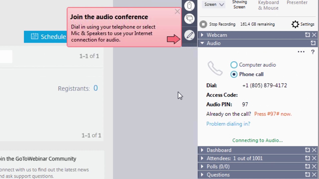 GoToMeeting interface during a webinar