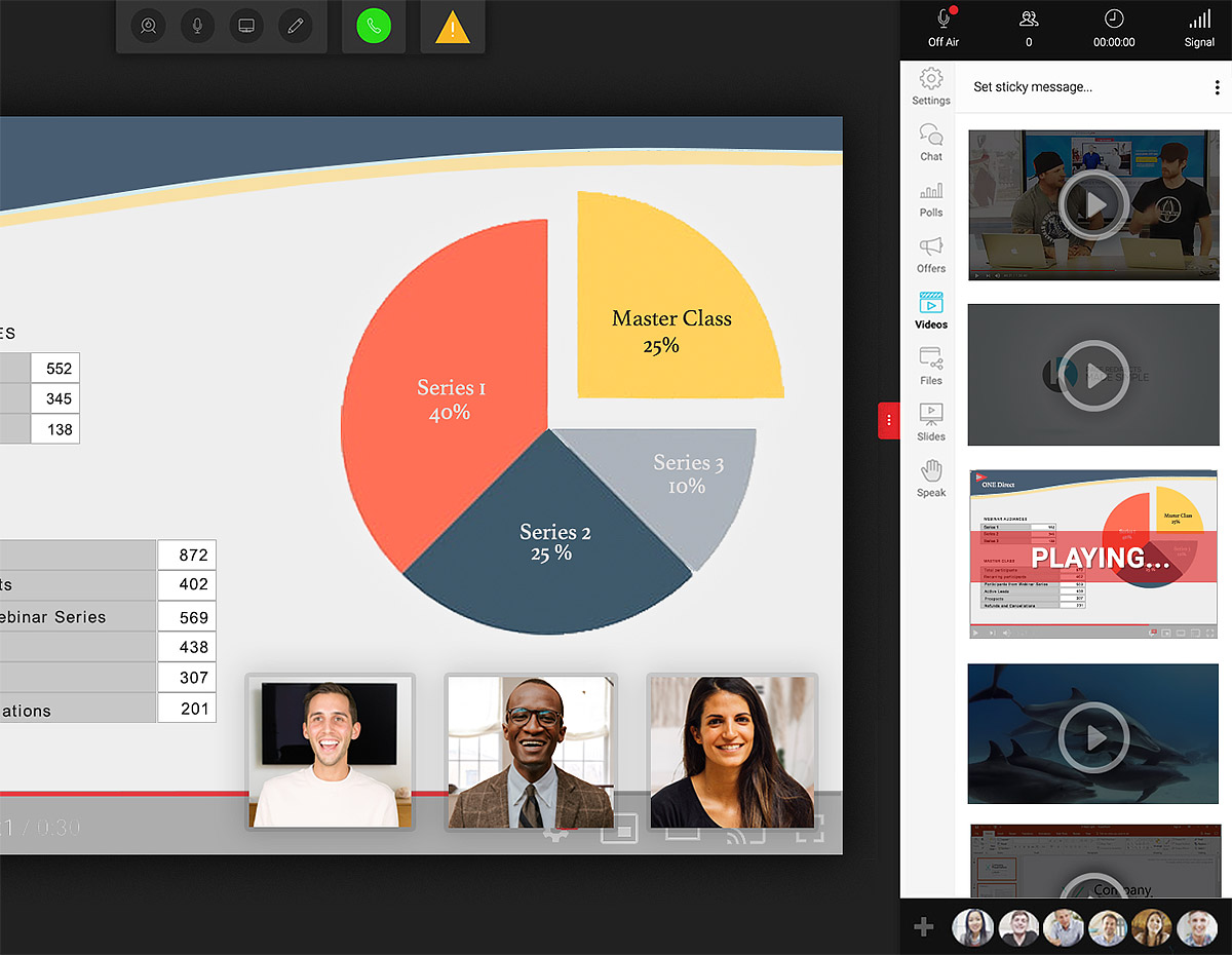 webinarjam interface during a webinar