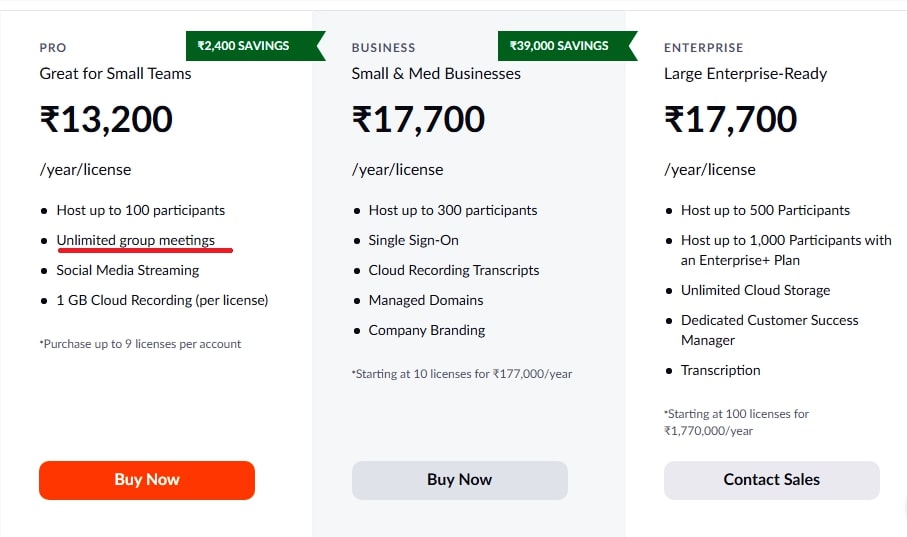 zoom meeting capacity for free account