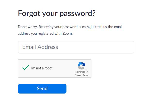 forgot password link in zoom account