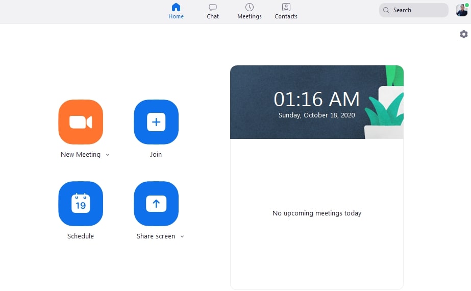 zoom web app interface with joining, scheduling and other options