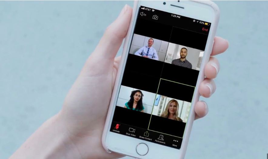 zoom app interface on a mobile screen during video call