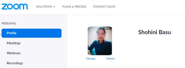 picture change option on zoom account profile