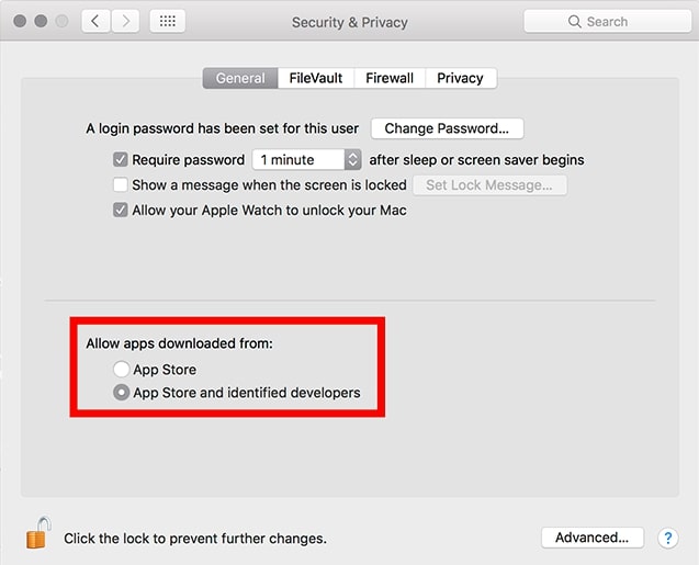 general security and privacy settings on macOS
